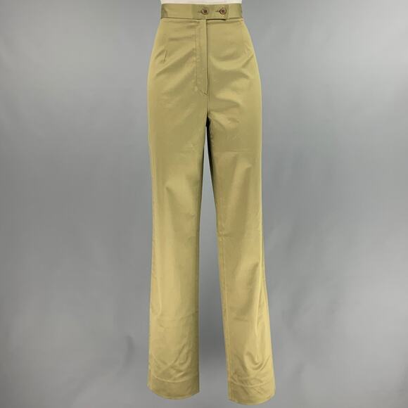 PESERICO Size 10 Green Cotton Spandex High Waisted Casual Pants - Picture 1 of 4